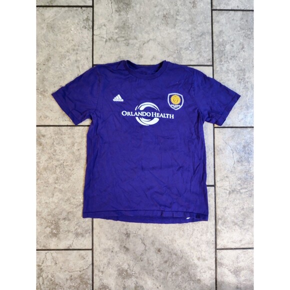 Orlando City Soccer T Shirt Shea #20 Adidas Sz Large 14 16 Purple Youth Cotton - Picture 11 of 11
